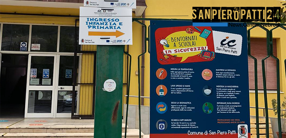 SAN PIERO PATTI – “A scuola in sicurezza”: l’ Amministrazione comunale realizza la segnaletica, la cartellonistica e l’installazione dei dispenser ed anche di un defibrillatore.